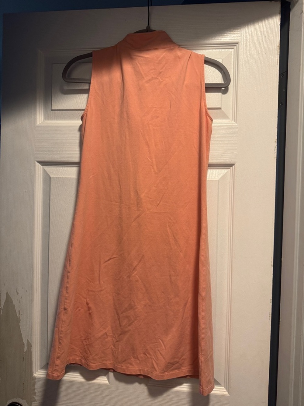 Spartina 449 Coral Zip-Front Sleeveless Mini Dress with White Trim - Picture 4 of 4